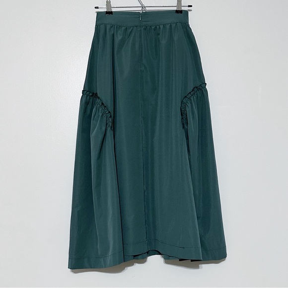 Mulla A-Line Ruffle Midi Skirt in Deep Grass size small - Picture 3 of 6
